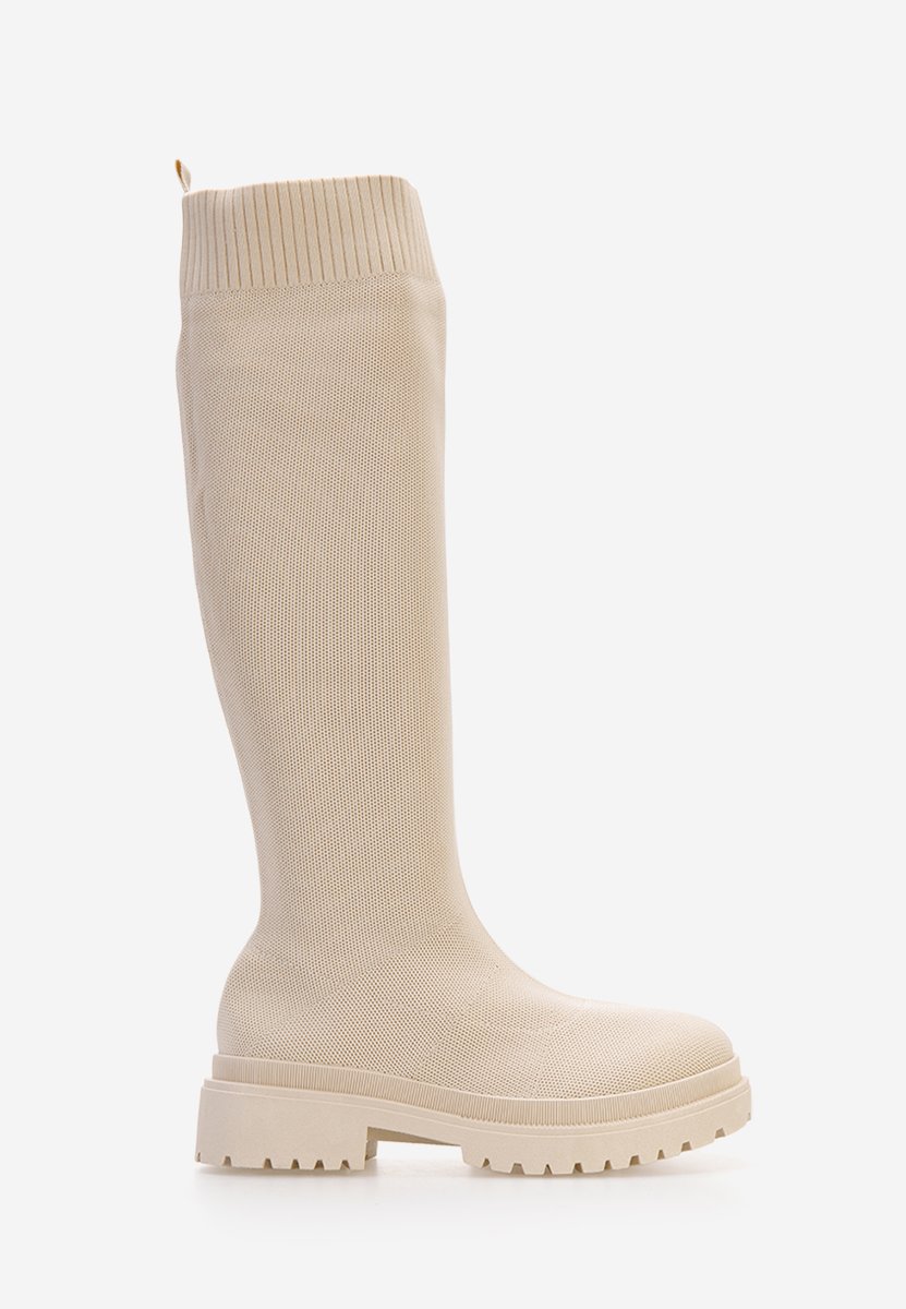 Bottes plates femme beige Olvera V2