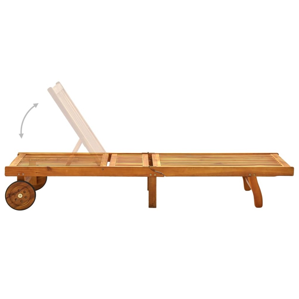 Transat chaise longue bain de soleil lit de jardin terrasse meuble d'extérieur avec coussin bois d'acacia solide