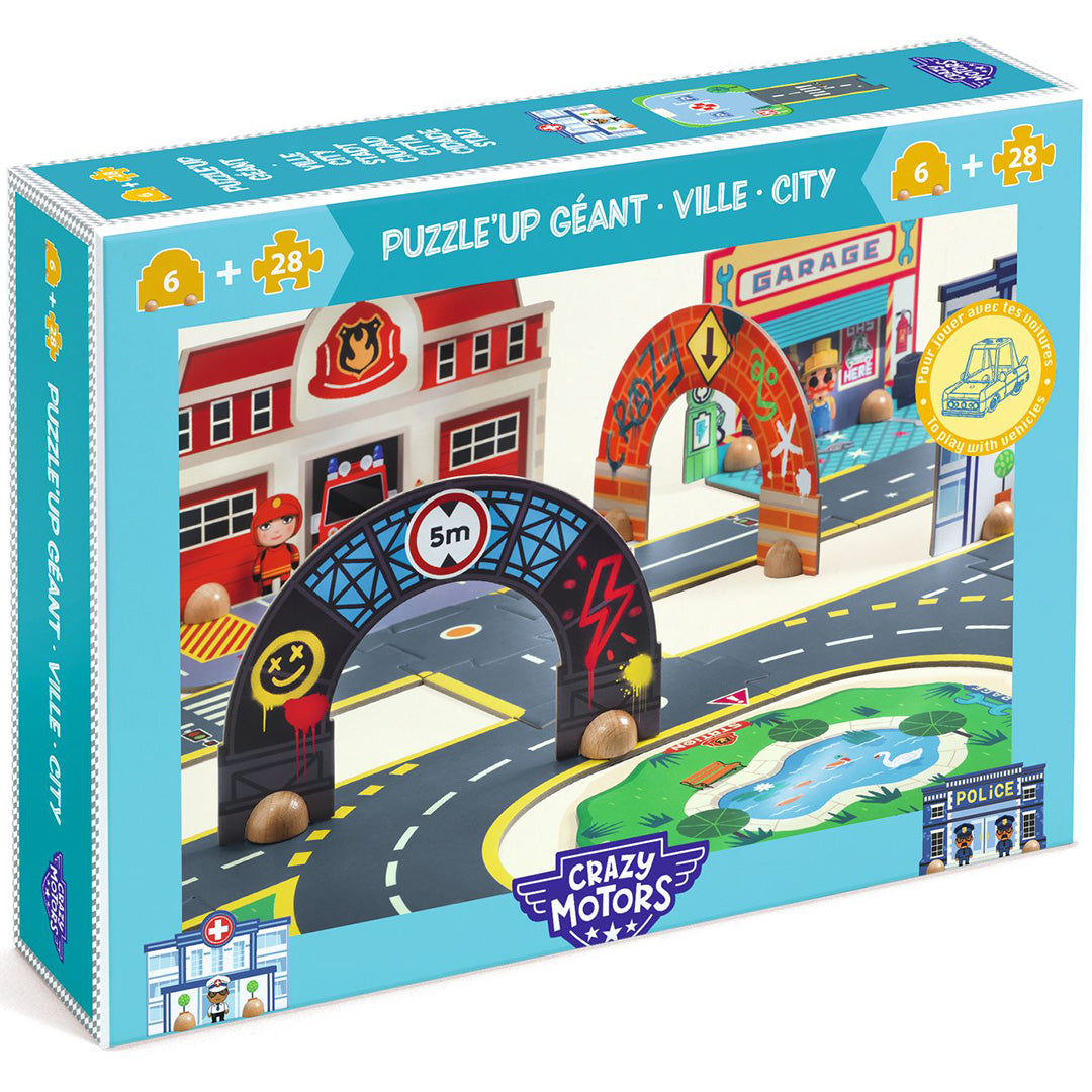 djeco crazy motors vloerpuzzel puzzl'up city giant - 33st