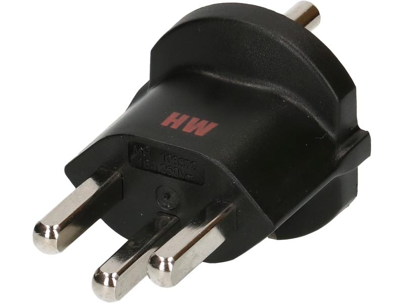 Max Hauri Fixadapter Schuko – Typ 23 Schwarz Deutsch Schuko auf Schweiz T23, 3-polig