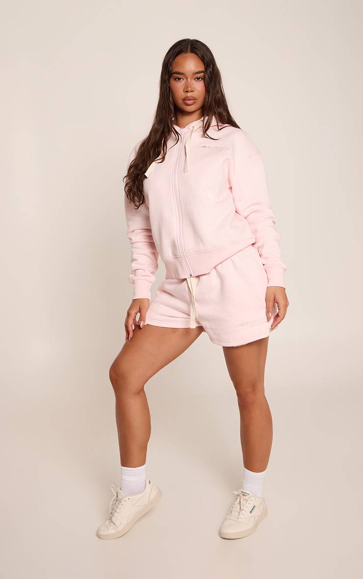 Rose Sweat À Casynthétiqueche Zippé Avec Cordon De Serrage Et Imprimé Boston Contrasté