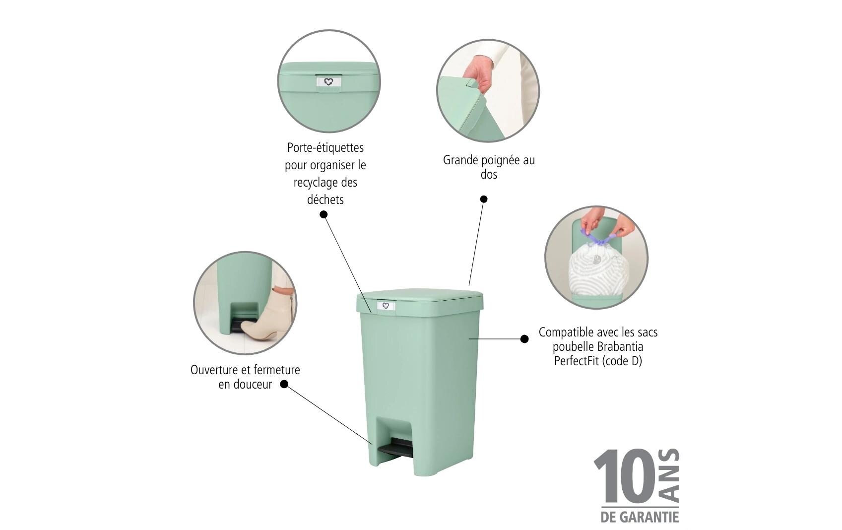 Recyclingbehälter StepUp 16 l, GrünTreteimer für Recycling Materialien
