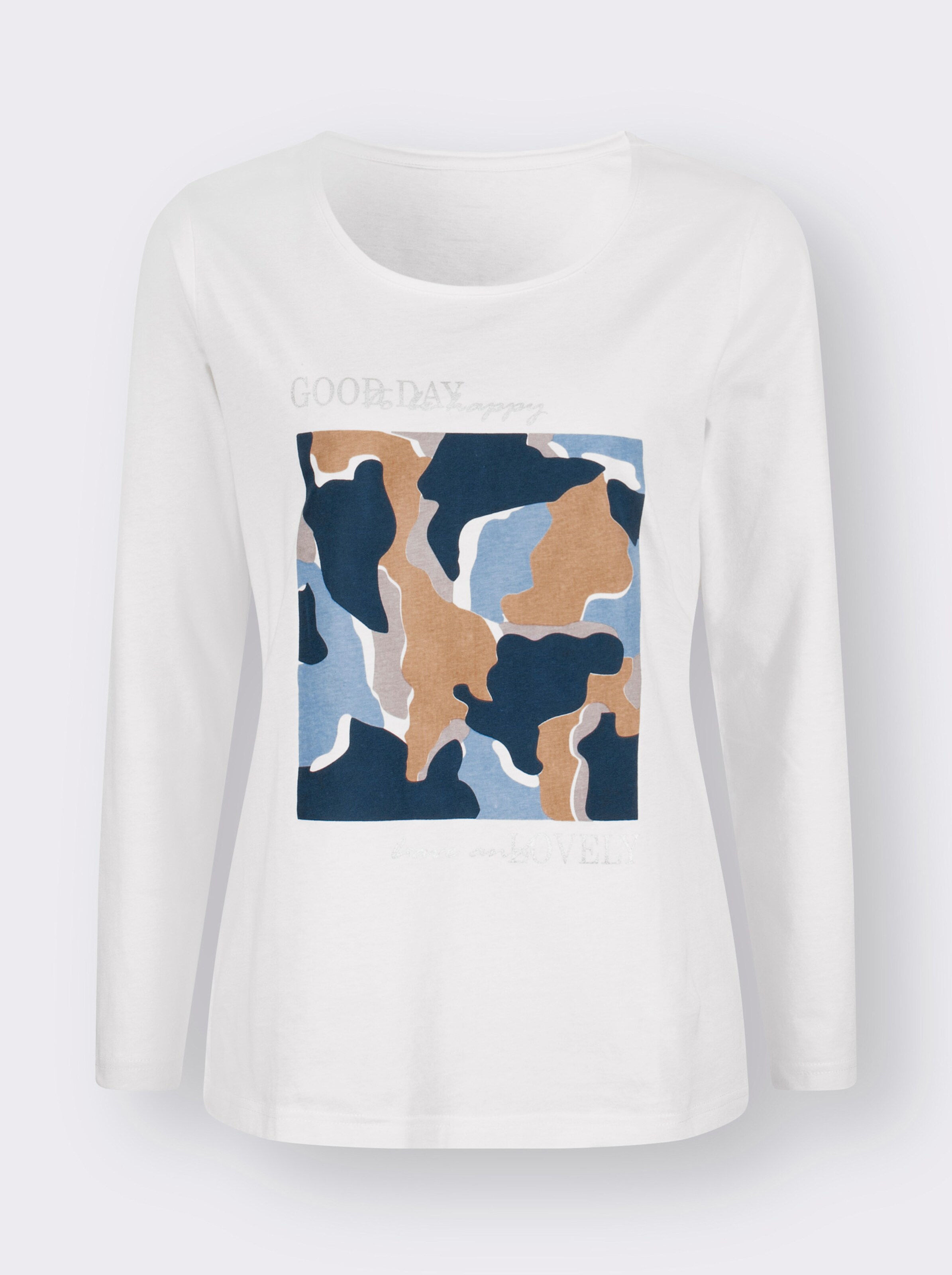 Langarmshirt mit silberfarbenem Print