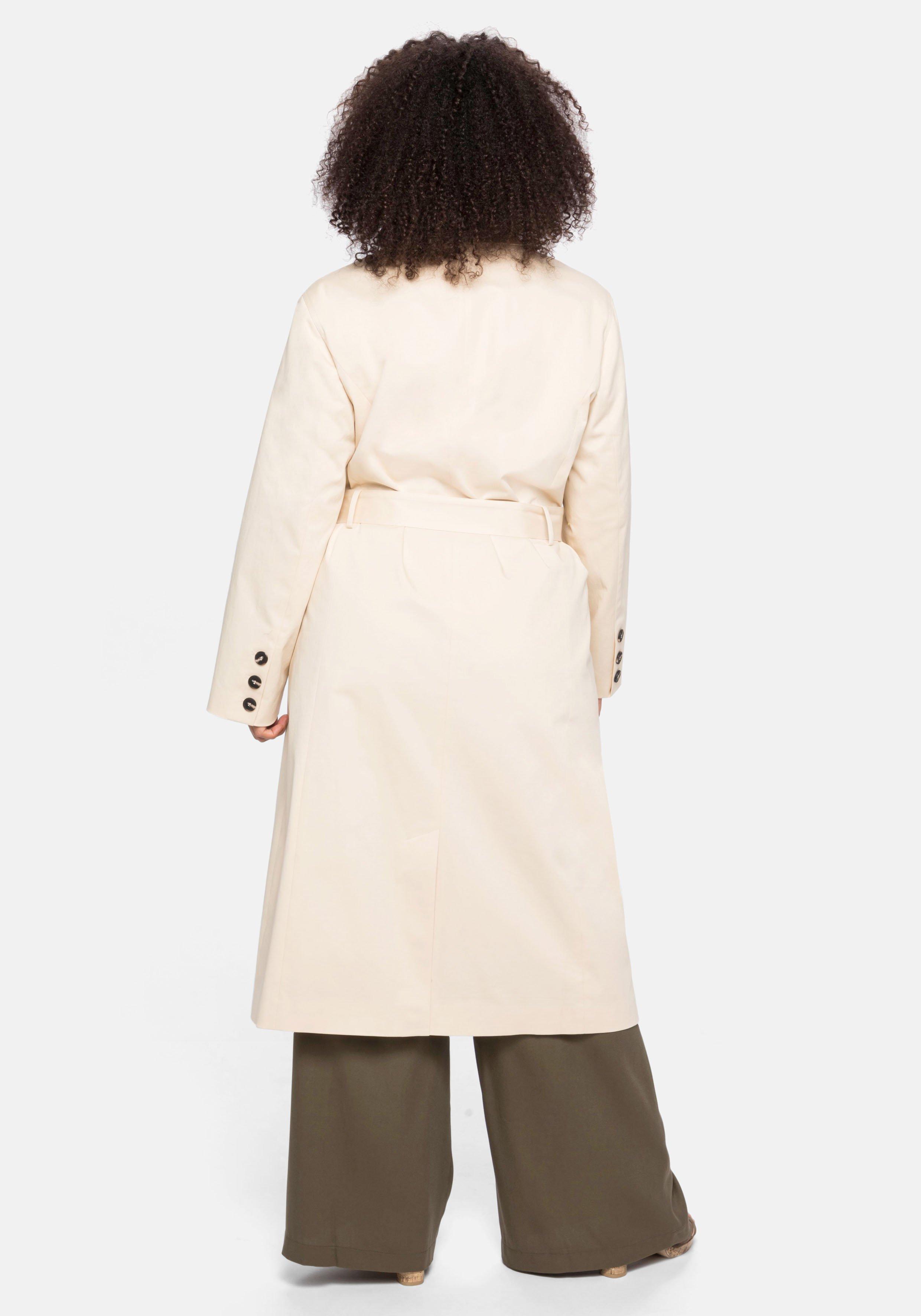 Trenchcoat mit Reverskragen und Kontrastfutter