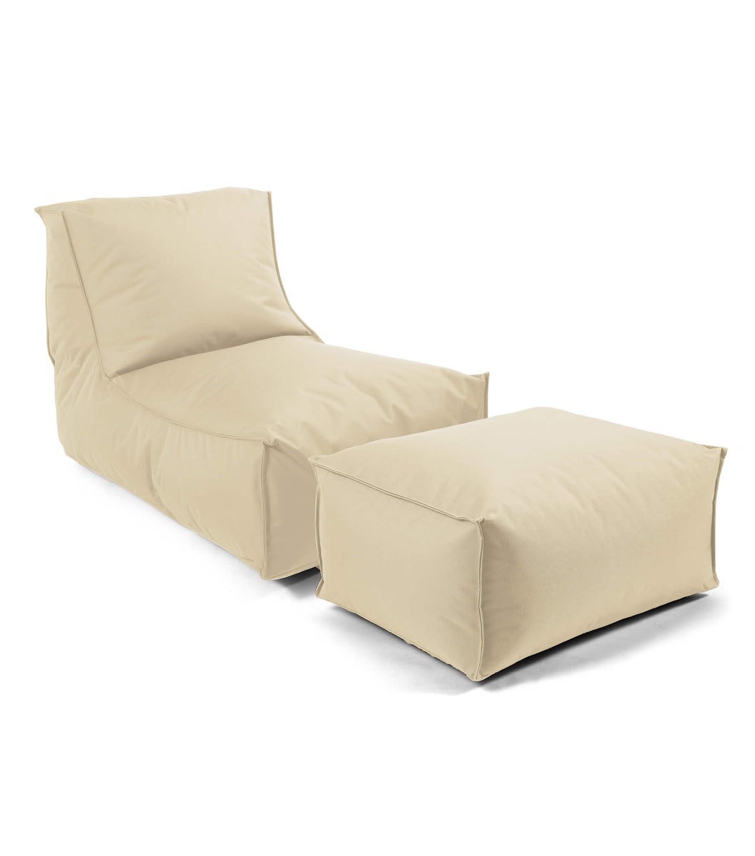 mokebo zitzak voor kinderen en volwassenen 'The Sundowner', zitzak met vulling of ligbed voor binnen & buiten in beige