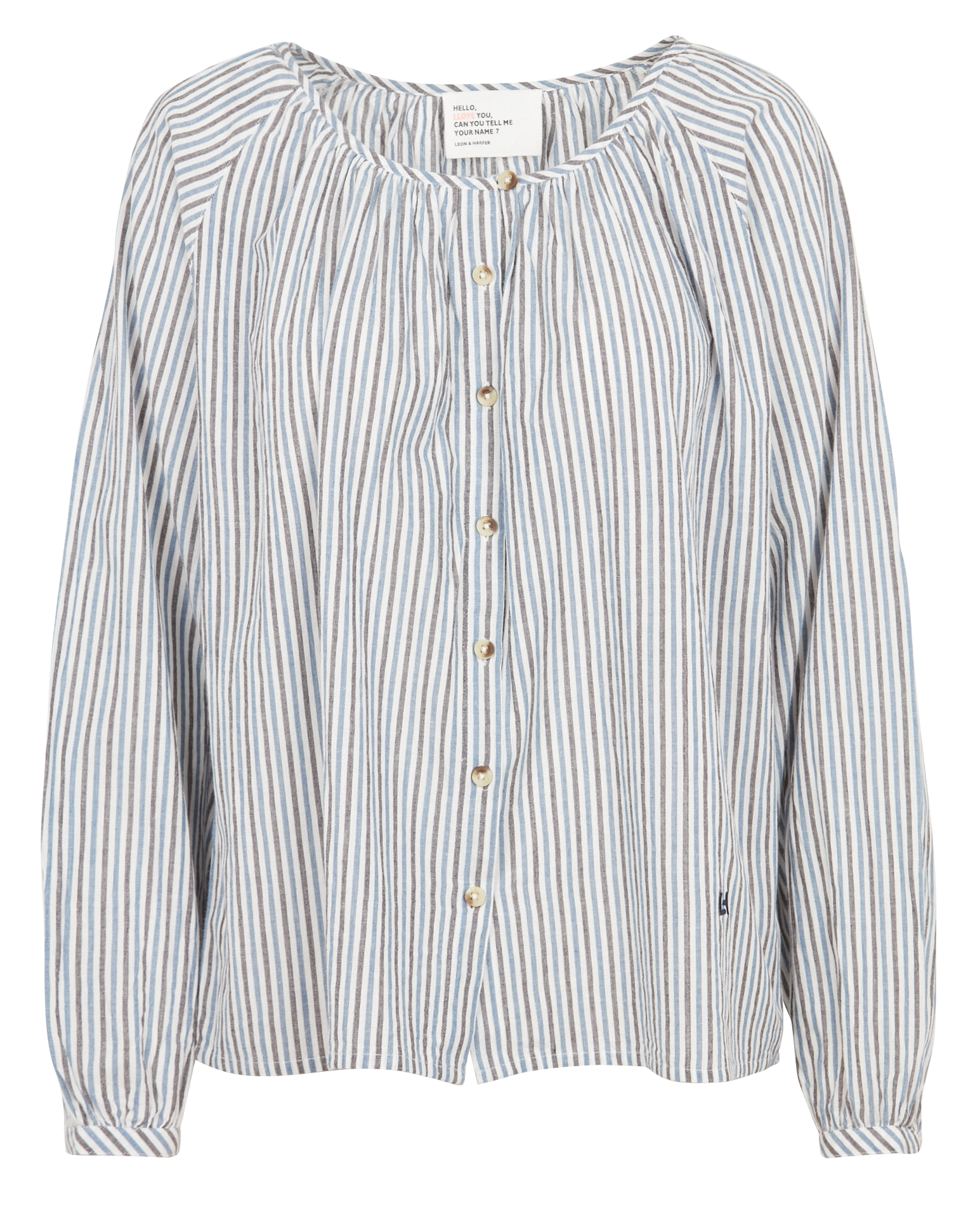COALIE - Blouse col rond à rayures en coton bio| Bleu
