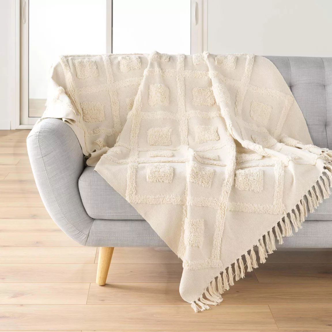Plaid polycoton tufté (125 x 150 cm) Inca Beige