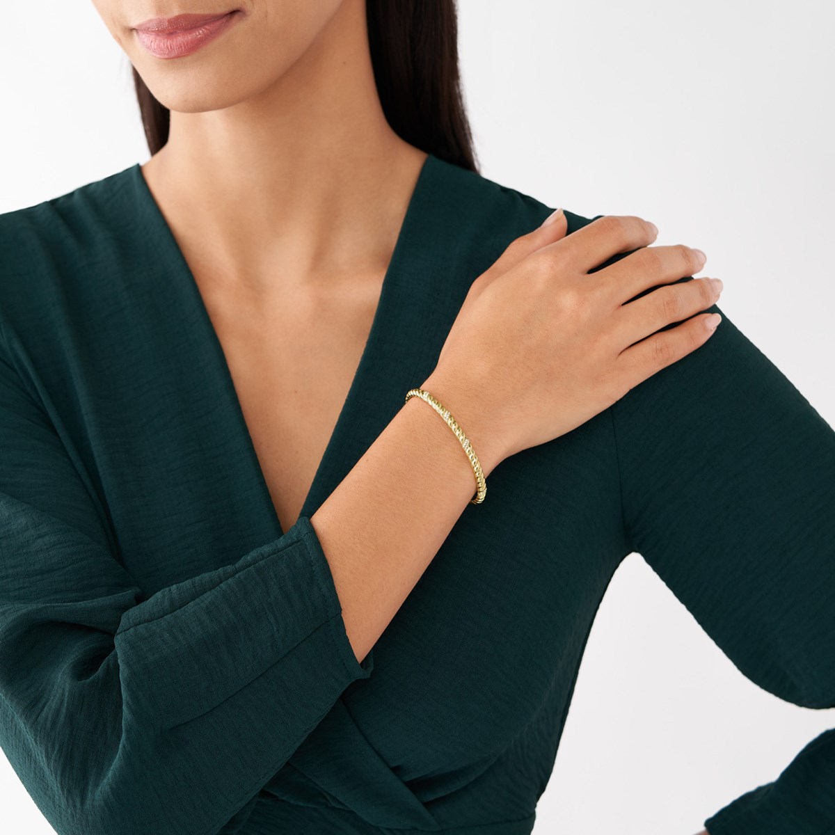 Bracelet jonc Fossil Vintage Twists acier doré