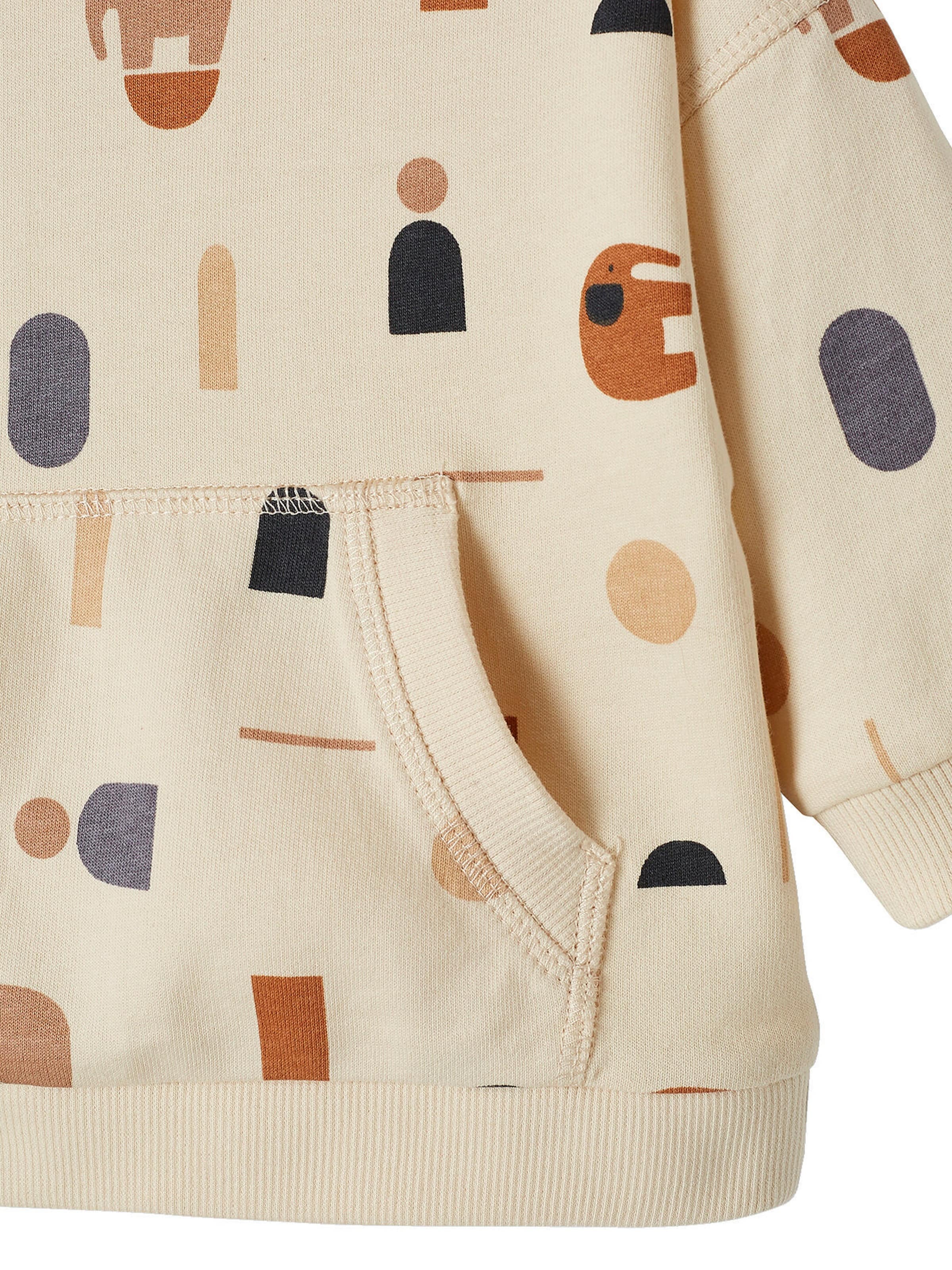 Vertbaudet Baby Sweatshirt mit Kängurutasche hellbeige bedruckt