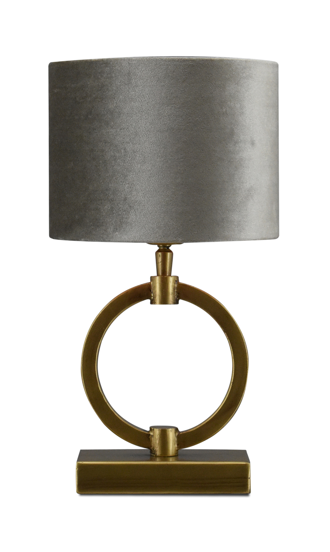 Tafellamp Devon XS bronze + kap Cilinder 20x20x15cm Fendi velours taupe ( taupe binnenkant )