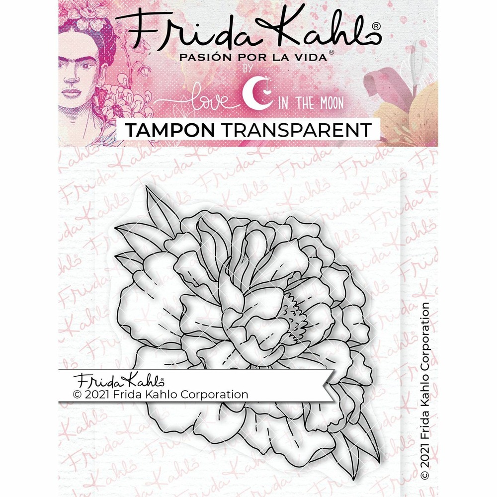 Tampon transparent - pivoine 3 - 9,5 x 6,5 cm