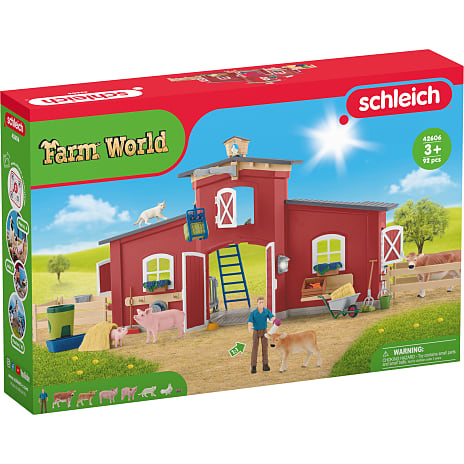 Schleich rød lade med tilbehør 42606