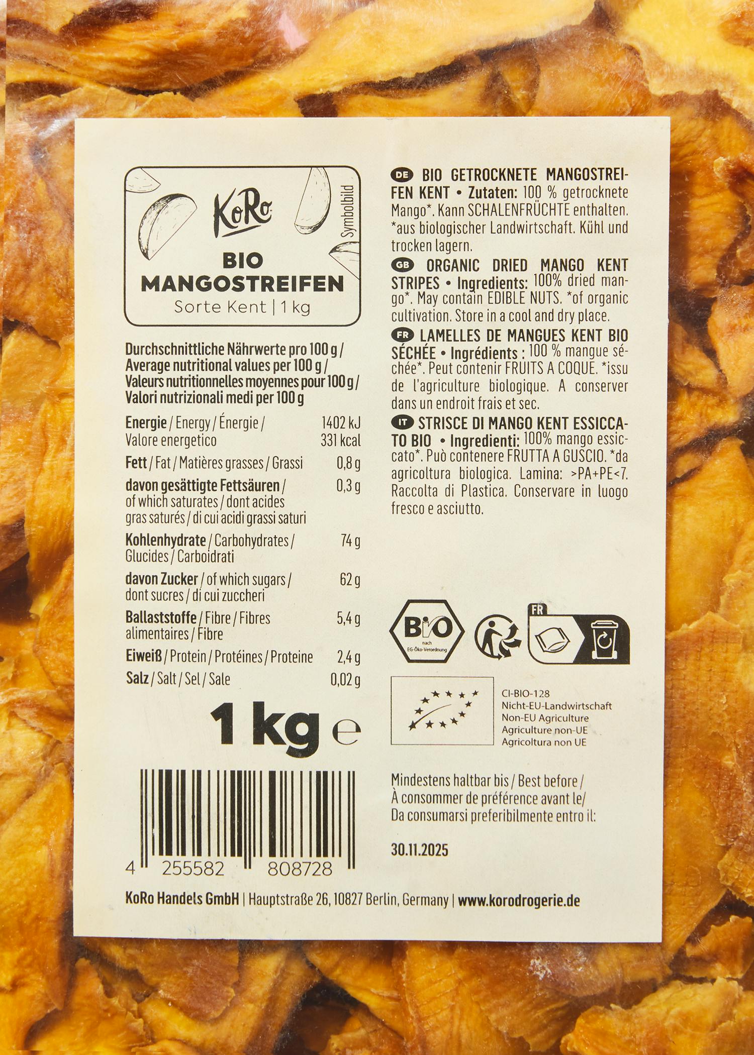 Bio Mangostreifen Kent 1 kg