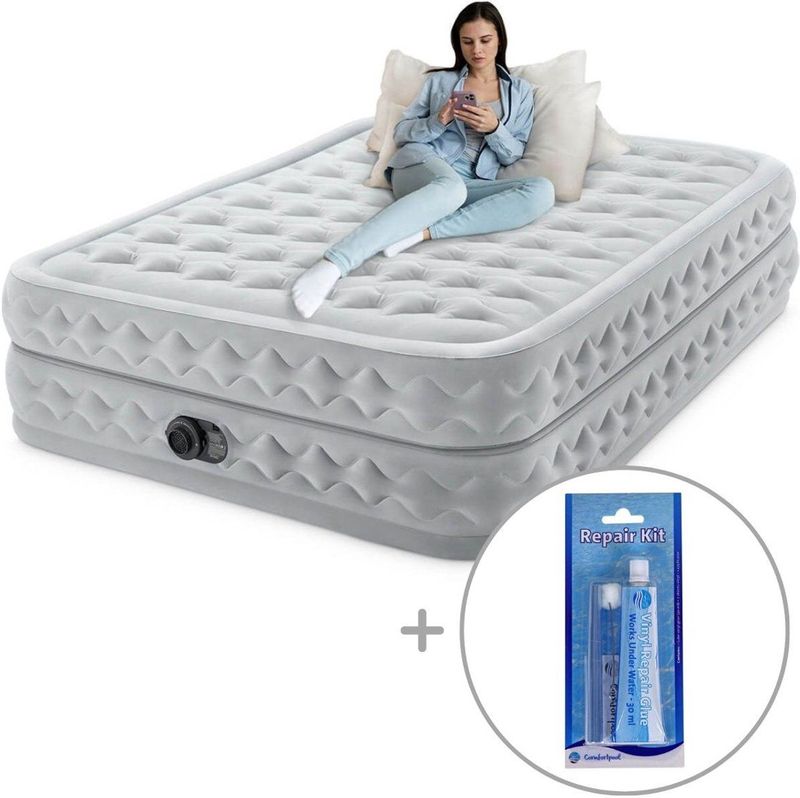 Intex Queen Supreme Air-Flow Luchtbed met ingebouwde pomp | Tweepersoons | 203 x 152 x 51 cm | Inclusief reparatiekit