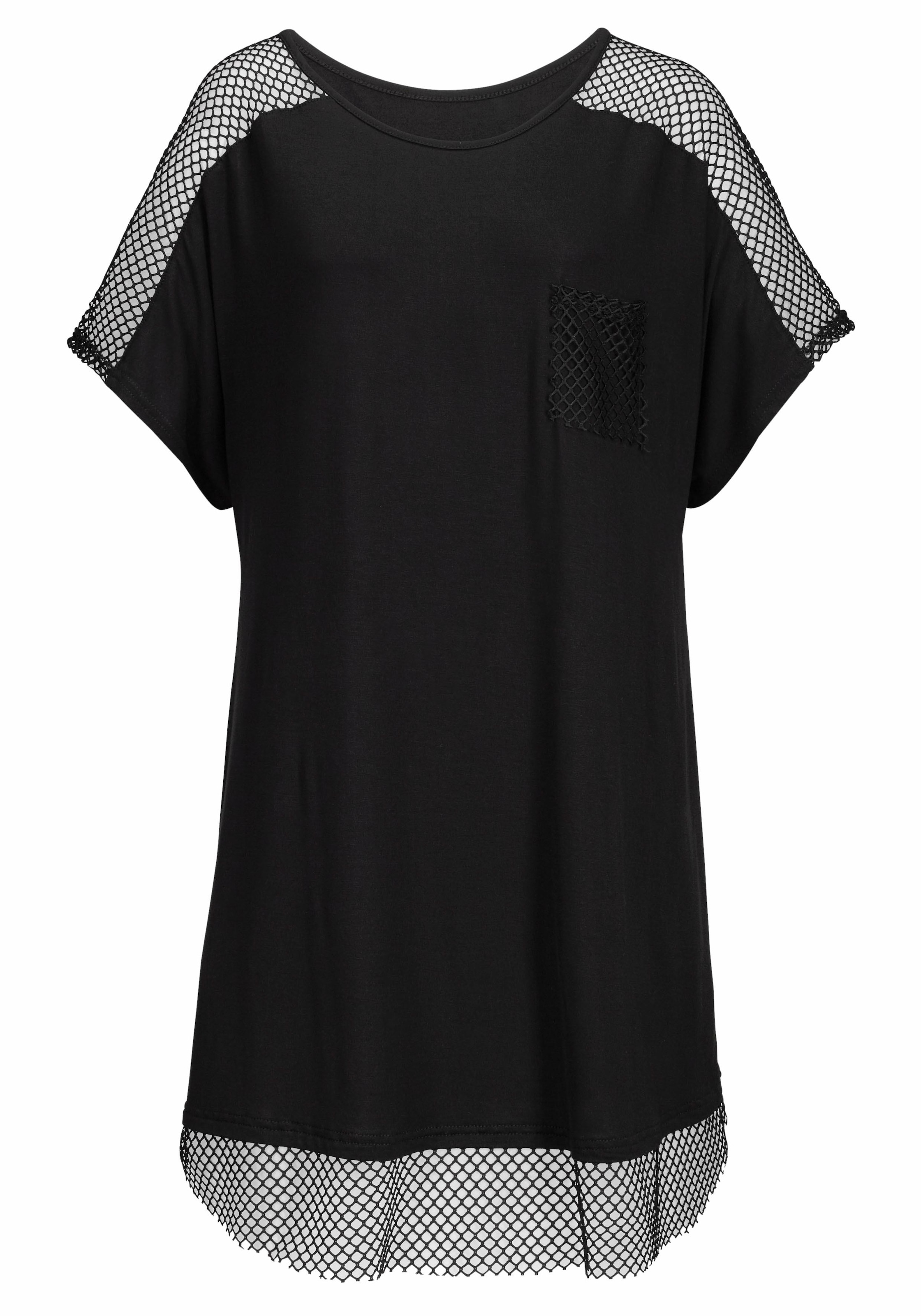 s.Oliver Longshirt , mit Mesheinsätzen, Shirtkleid, Strandkleid, lockere Passform