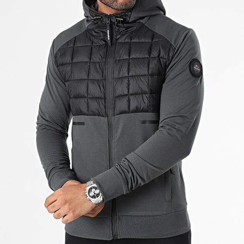 Sweat Capuche Zippé Dradler Noir Gris Anthracite