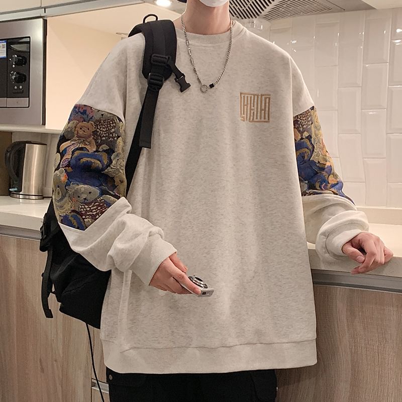 Obikan - Sweatshirt met ronde hals en berenpaneel