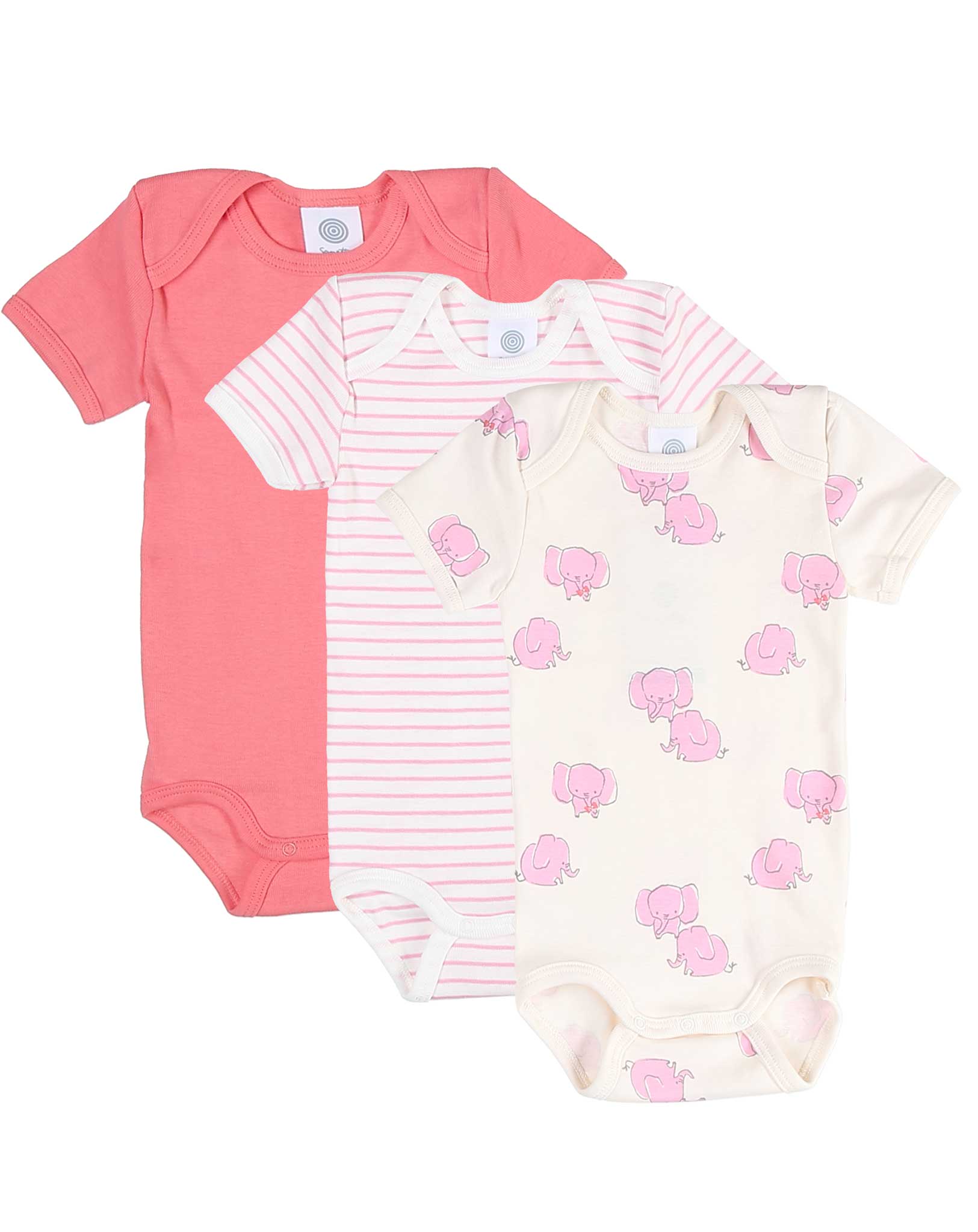 Kurzarm-Body COTTON 3er Pack in sheer pink