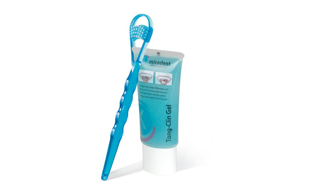 Zungenreiniger-Set Gel 50 ml & Zungenreiniger blauZungenreiniger und -Gel zur Beseitigung von Zungenbelägen und Mundgeruch