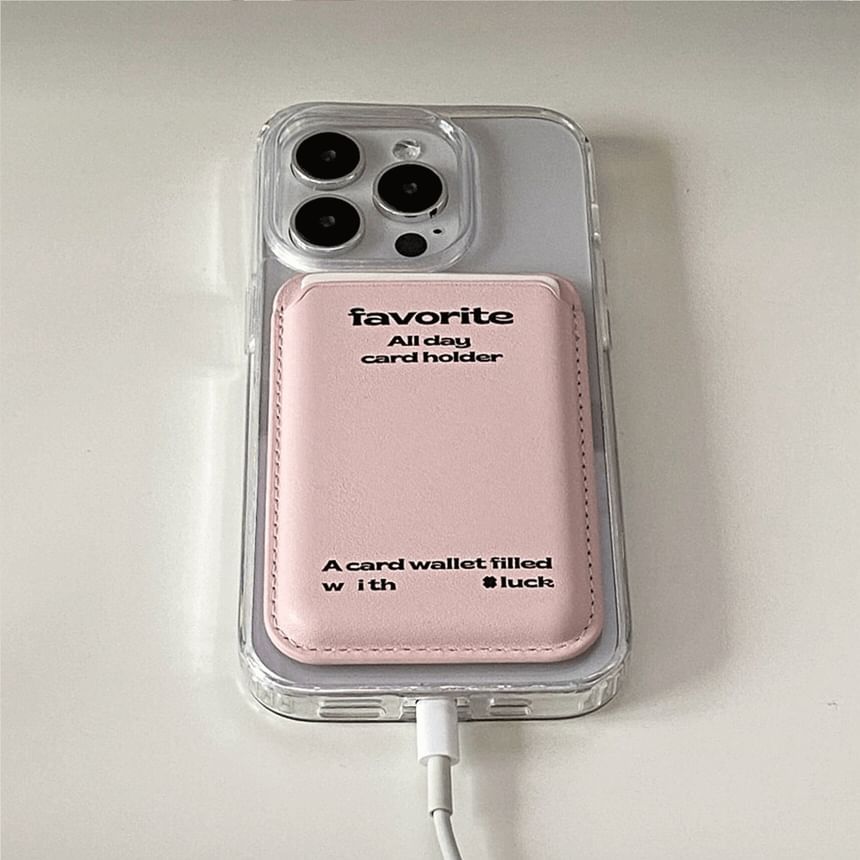 Karnemelk - Magnetische telefoonkaarthouder van imitatieleer met letters