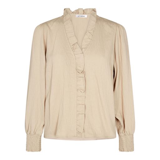 Co'Couture Sueda Frill Bluse, Bone, S
