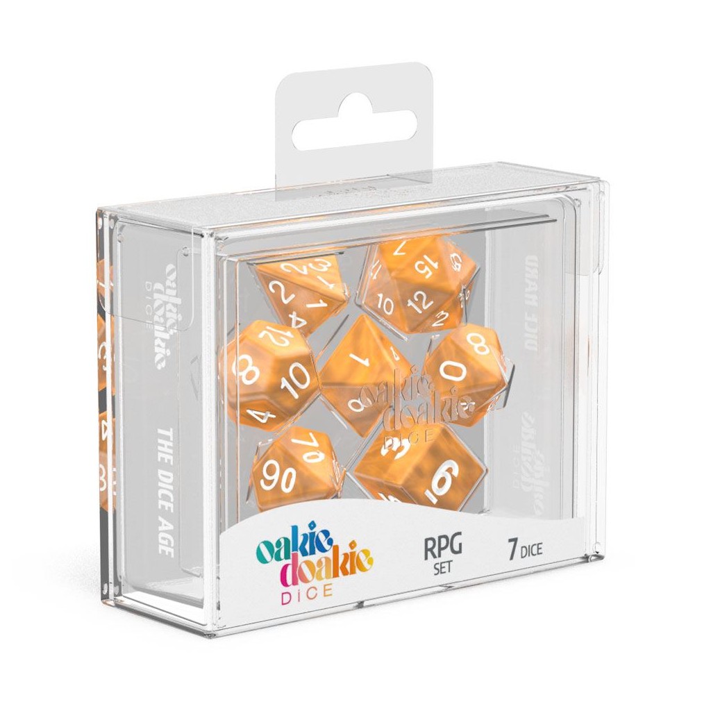 Oakie Doakie Dice dés RPG-Set Marble - Orange (7)