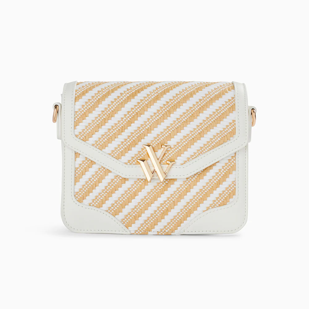 Sacs-Petit sac cartable Aline blanc et beige tressé
