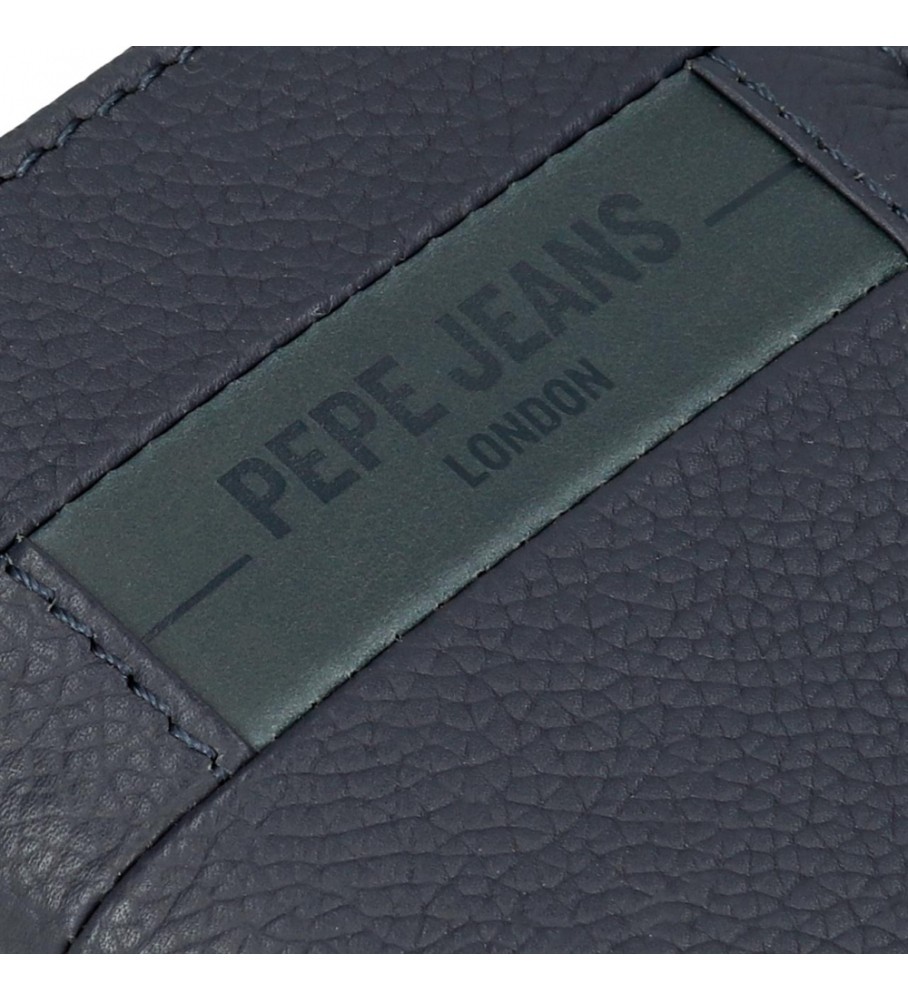 Carteira de couro Pepe Jeans com estampa de caixa de seleção vertical azul marinho