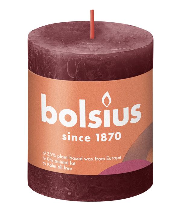 Bolsius Rustik Stumpenkerze Shine, samtrot,