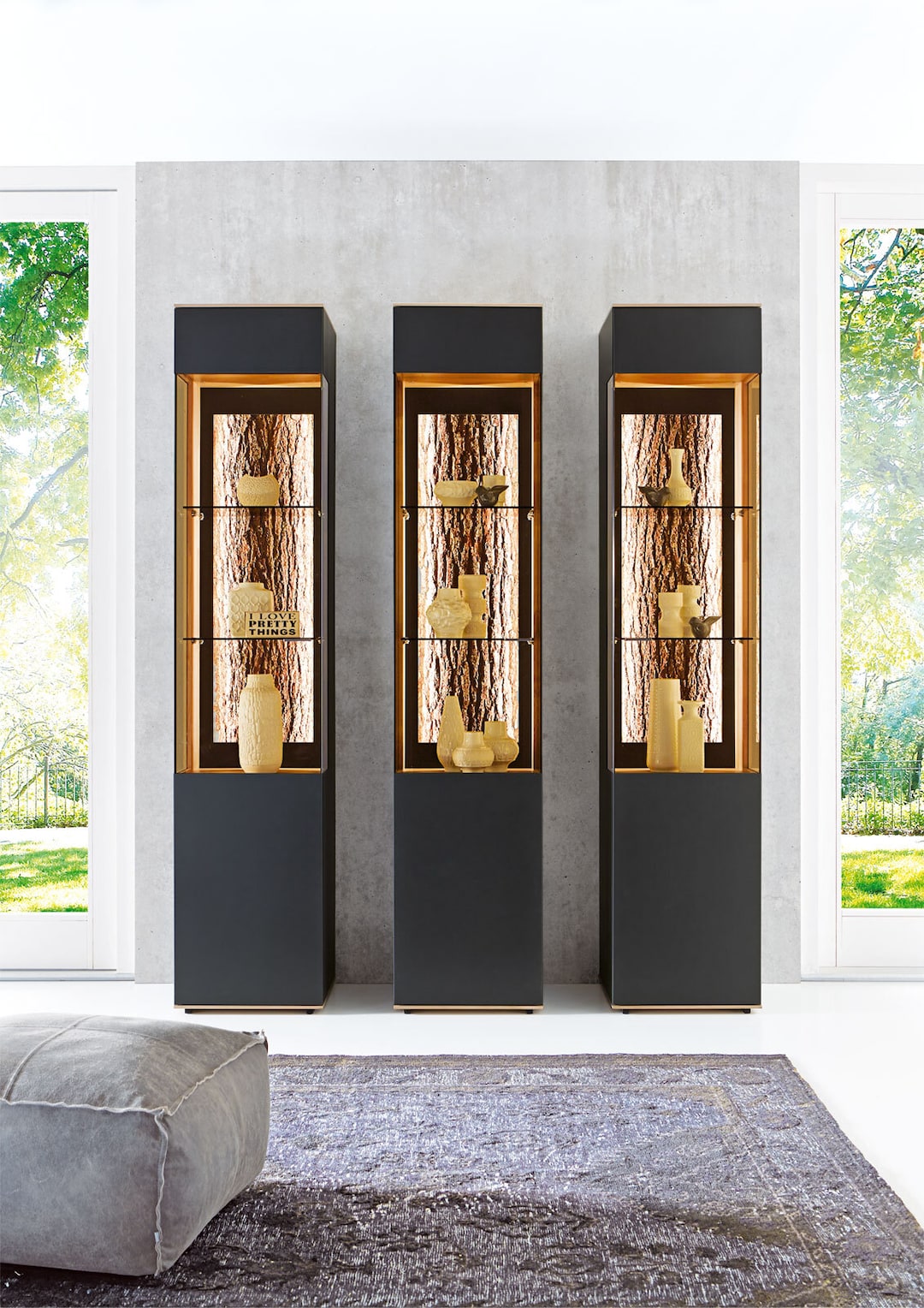 hartmann Vitrine II RUNA L Kerneiche natur /anthrazit