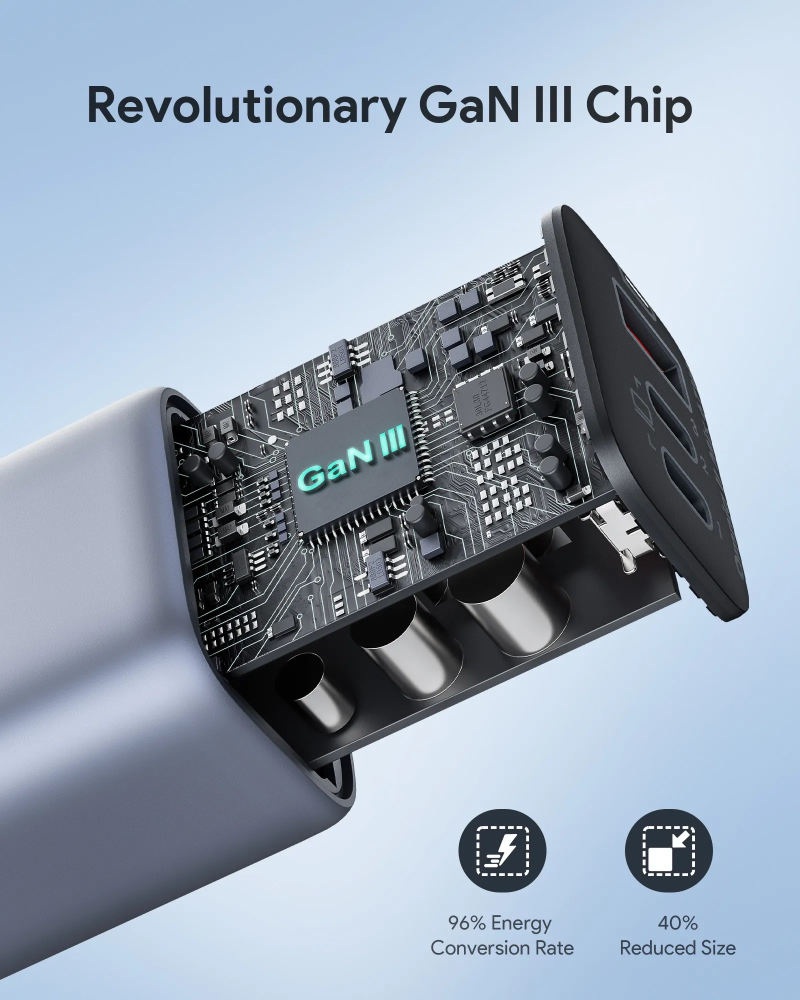 (67W) Omnia Mix 2 USB A / 2x USB C GaN Ladegerät Netzteil PD 3.0 / QC 3.0 (PA-B6U GY) - Grau / Schwarz