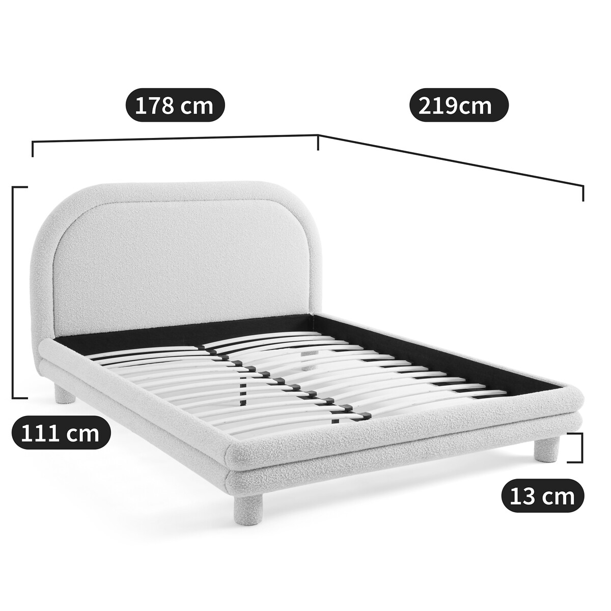 LA REDOUTE INTERIEURS<br>Cama com estrado de ripas, tecido bouclette, Mendosa