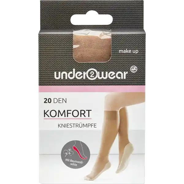 Under2wear Komfort Kniestrumpf BW- Sohle make-up 39 / 42
