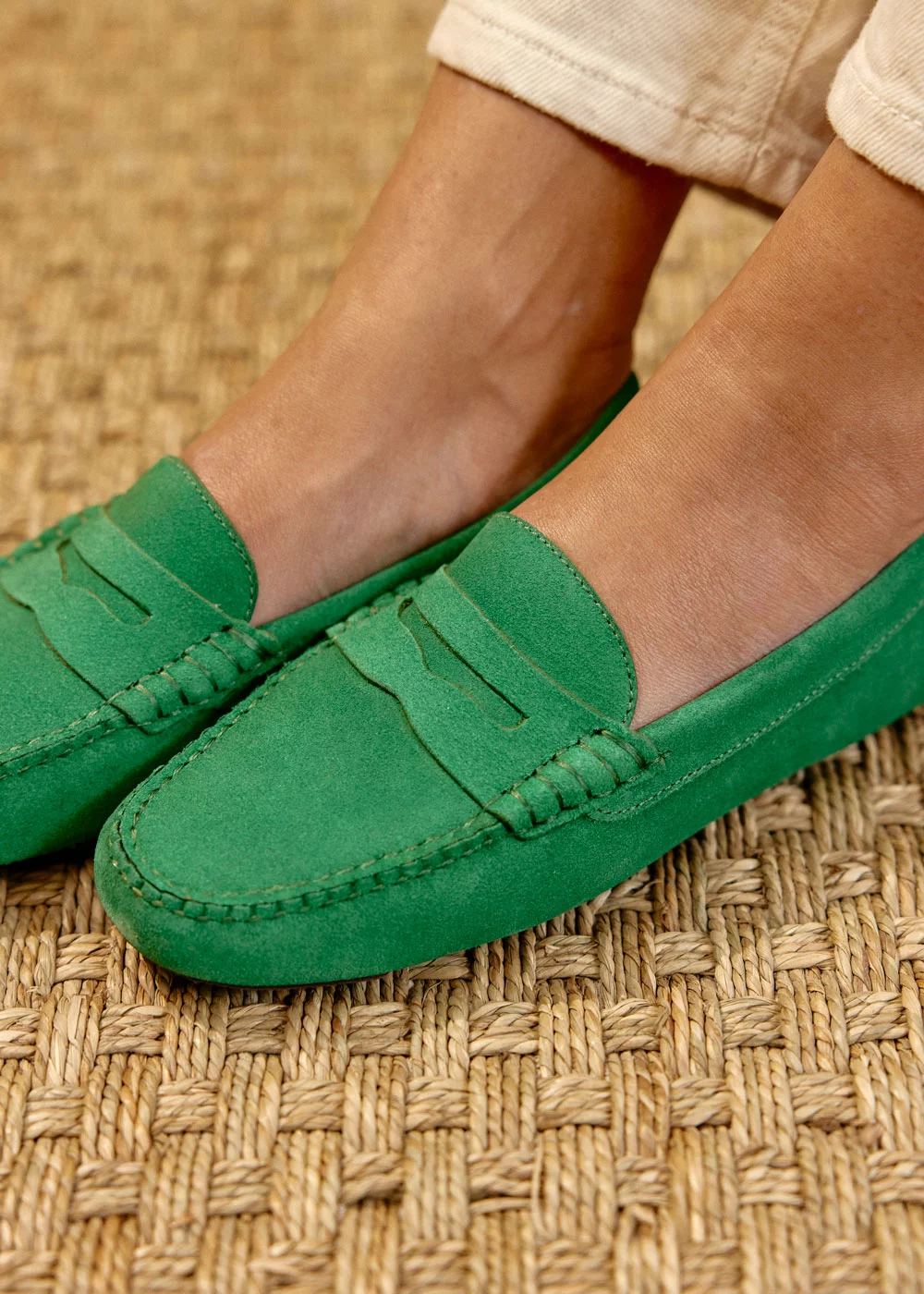 MOCCASSIN BUCK DRIVER VELOURS VERT
