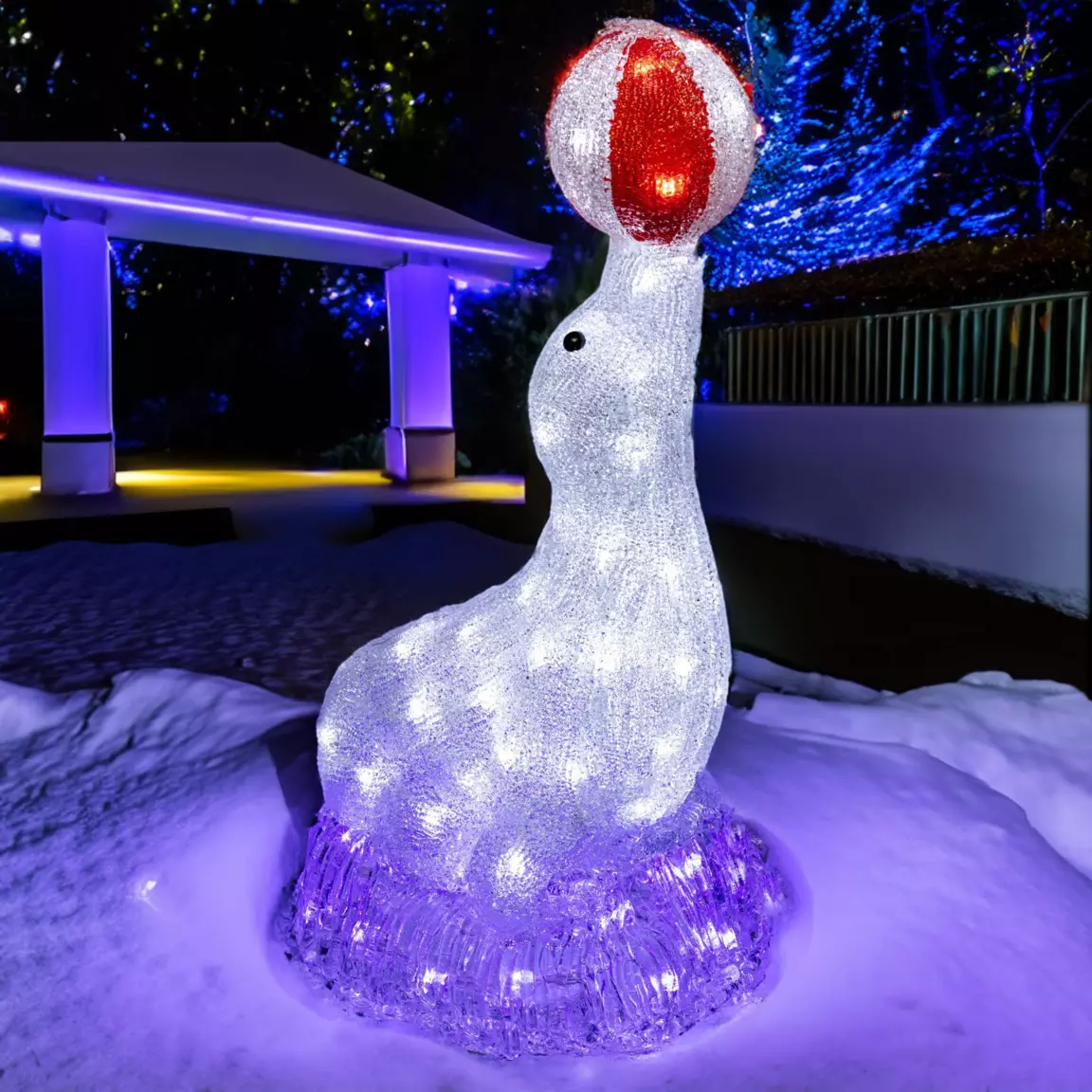 Otarie lumineuse 80 LED (H50 cm) Églantine blanc froid