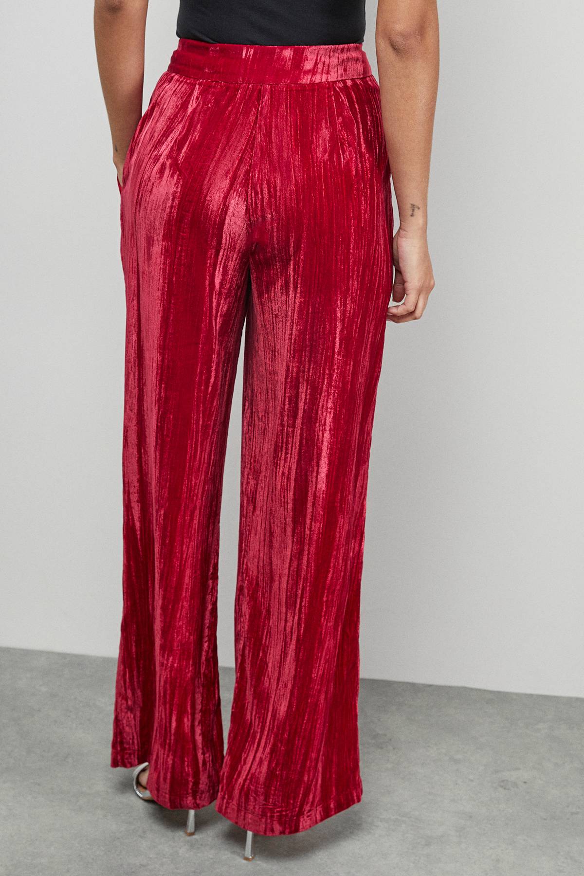 Warehouse Ensemble Pantalon Large en Velours Froissé