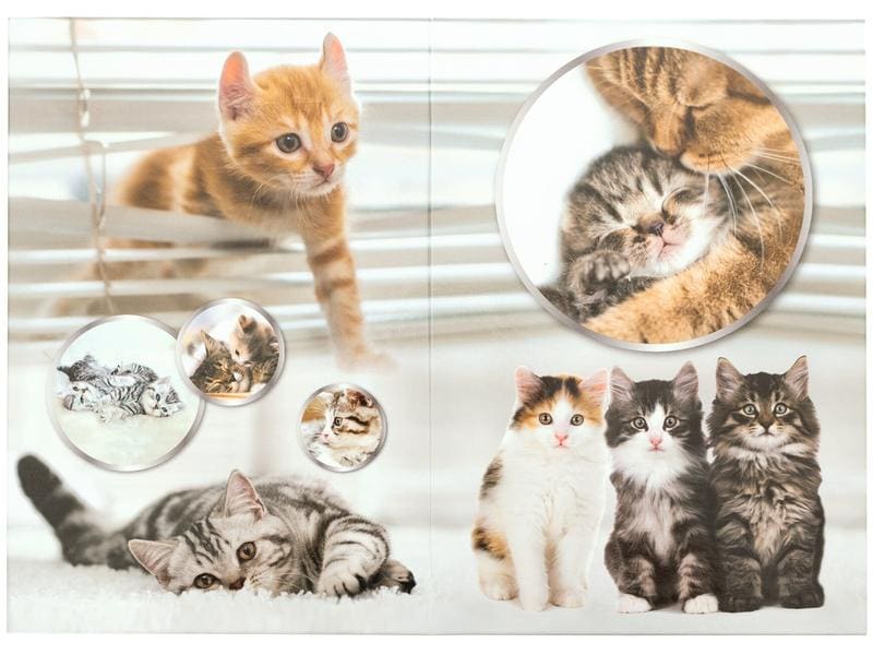 HERMA Papierkorb Katzen 15 l, Gelb Papierkorb aus stabilem Karton für einen ordentlichen Schreibtisch