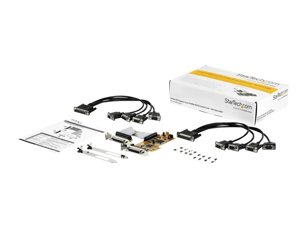 StarTech.com 8-Port PCI Express RS232 Serial Adapter Card, PCIe RS232 Serial Card, 16C1050 UART, Low Profile Serial DB9 Controller/Expansion Card, 15kV ESD Protection, Windows/Linux - Full Profile Bracket Incl - Seriel adapter - PCIe lavprofil - RS-2