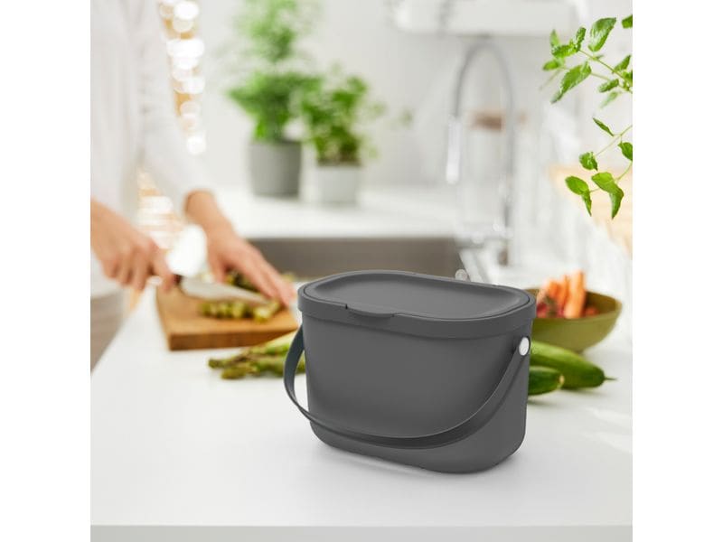 Rotho Komposteimer Albula 3.2 l, Anthrazit Bioabfallbehälter
