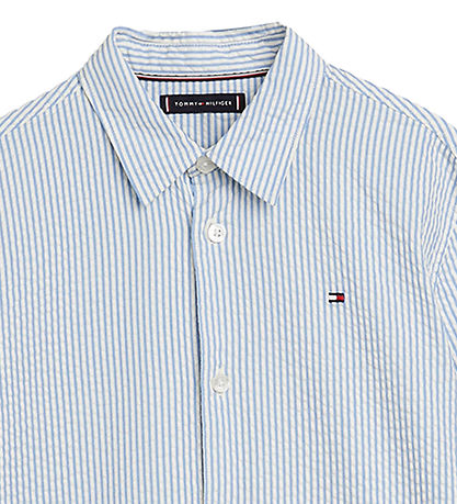 Tommy Hilfiger Skjorte - Seersucker - Blåe Spell Stripe