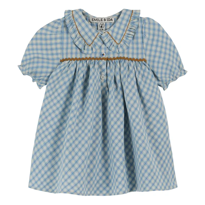Emile et Ida Robe Manches Ballon Carreaux | Bleu