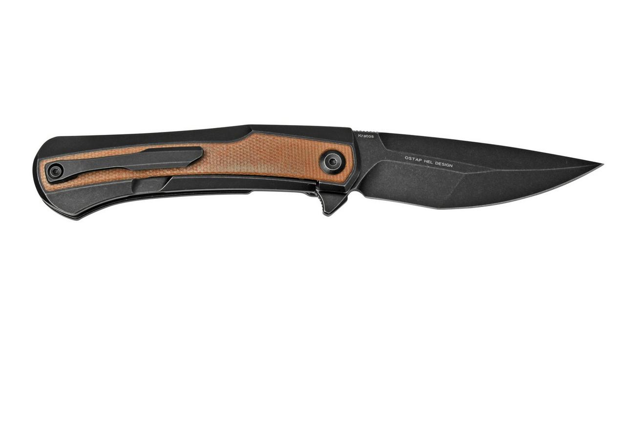 Kansept Kratos K1024A8 Black, Brown Micarta zakmes, Ostap Hel design