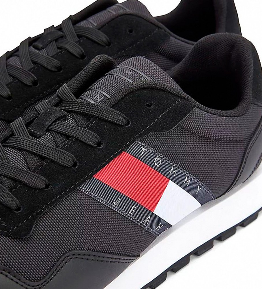 Tênis Tommy Jeans Retro Runner de couro preto