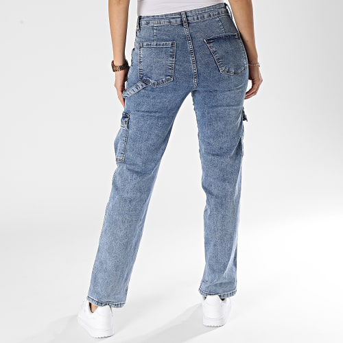 Pantalon Cargo Jean Femme Bleu Denim