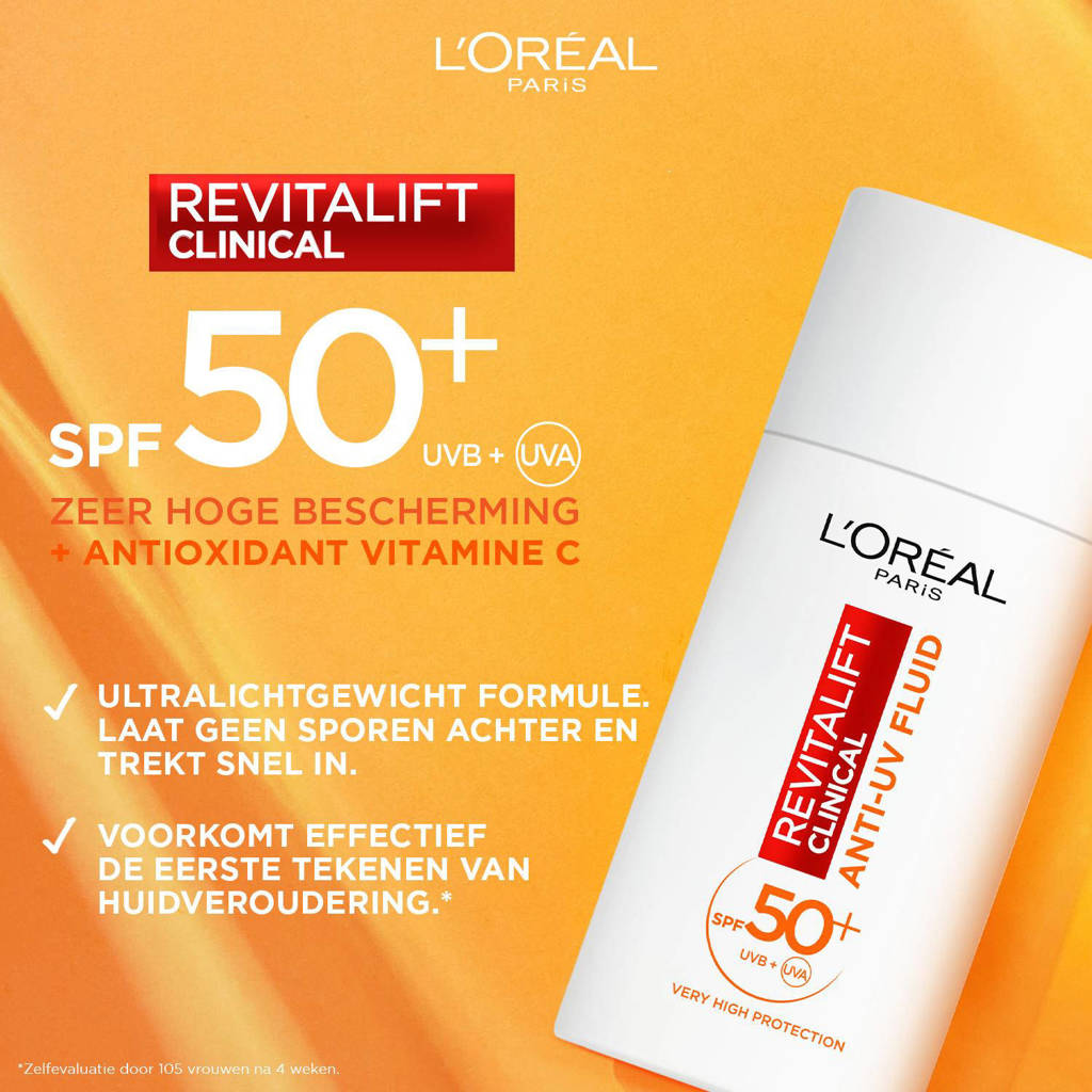 Geweldig productClinical Anti-UV Fluid met Vitamine C* zonnebrand - SPF 50 - 50 ml