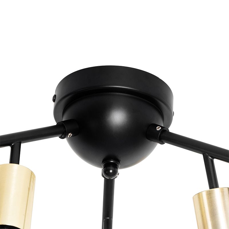 Design plafondlamp zwart met goud 12-lichts - Juul