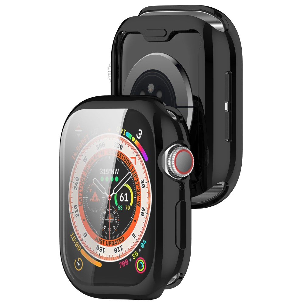 Apple Watch (42 mm) Galvanisierte Gummi Bumper Hülle mit Displayschutz - Schwarz