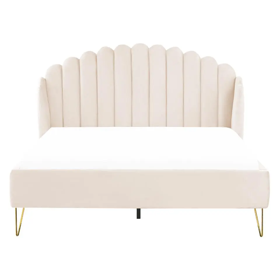 AMBILLOU - Tweepersoonsbed - Beige - 160 x 200 cm - Fluweel