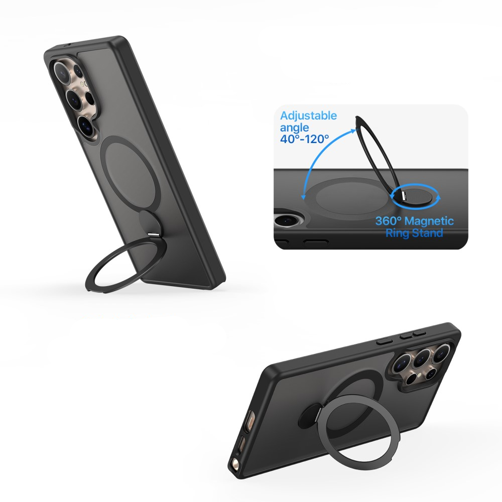 Samsung Galaxy S25 Ultra Hybrid Hardcase Hülle   TPU Bumper   Kickstand Aufsteller MagSafe-Modul - Schwarz