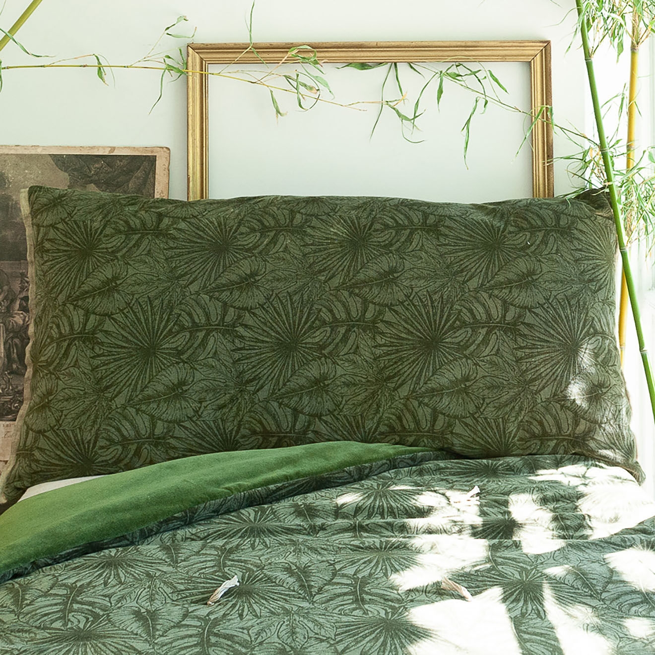 En Fil d'Indienne Housse de coussin Goa olive - 50x100 cm